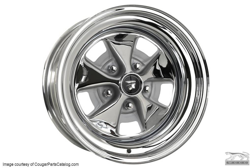 Styled Steel Wheel - 15 X 8 Inch - Chrome Outer - Repro ~ 1967 - 1968 Mercury Cougar - 23433