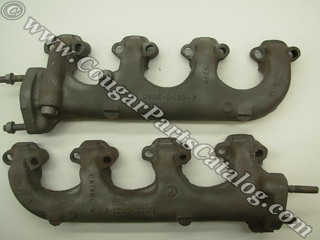Exhaust Manifold - 289 / 302 - PAIR - Used ~ 1967 - 1968 Mercury Cougar / 1967 - 1968 Ford Mustang - 14729