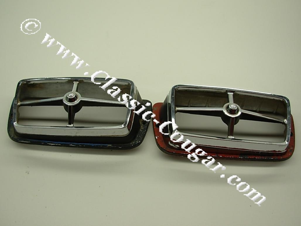 Bezels - Turn Signal / Parking Light - Front - PAIR - Used ~ 1969 - 1970 Mercury Cougar / Mach I / Shelby - 19529