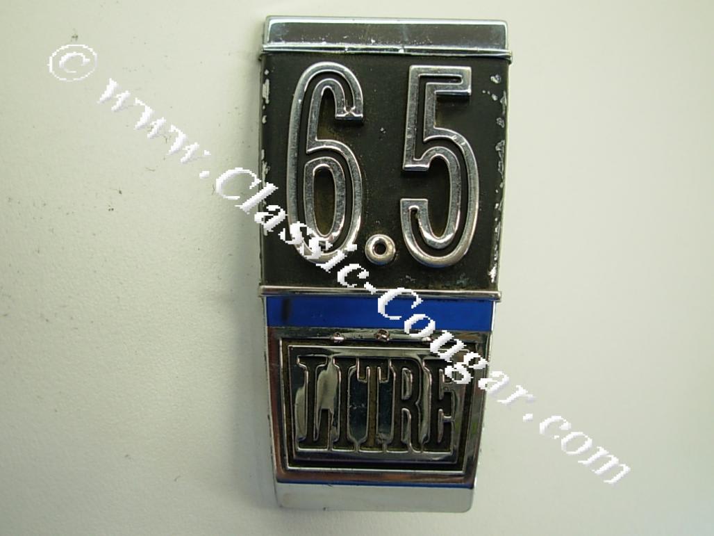 Emblem - 6.5 Litre - EACH - GRADE A - Used ~ 1967 Mercury Cougar - 24105