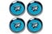 Center Cap - Styled Steel Wheel - BLUE - Mercury Man Logo - Set of 4 - Repro ~ 1967 - 1970 Mercury Cougar 1967,1967 cougar,1968,1968 cougar,1969,1969 cougar,1970,1970 cougar,blue,c7w,c8w,c9w,cap,center,chrome,cougar,d0w,logo,man,mercury,mercury cougar,new,repro,reproduction,set,steel,styled,wheel,42150