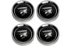 Center Cap - Styled Steel Wheel - BLACK - Mercury Man Logo - Set of 4 - Repro ~ 1967 - 1970 Mercury Cougar 1967,1967 cougar,1968,1968 cougar,1969,1969 cougar,1970,1970 cougar,black,c7w,c8w,c9w,cap,center,chrome,cougar,d0w,logo,man,mercury,mercury cougar,new,repro,reproduction,set,steel,styled,wheel,42402