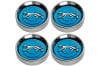 Center Cap - Styled Steel Wheel - BLUE - Walking Cat Logo - Set of 4 - Repro ~ 1967 - 1970 Mercury Cougar 1967,1967 cougar,1968,1968 cougar,1969,1969 cougar,1970,1970 cougar,blue,c7w,c8w,c9w,cap,cat,center,chrome,cougar,d0w,man,mercury,mercury cougar,new,repro,reproduction,set,steel,styled,walking,wheel,42404