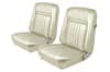Interior Seat Upholstery - Vinyl - Decor - PARCHMENT / OFF-WHITE - Front Set - Repro ~ 1968 Mercury Cougar 1968,1968 cougar,bucket,c8w,cougar,decor,front,interior,kit,mercury,mercury cougar,new,only,parchment,repro,reproduction,seat,upholstery,vinyl,white,cover,14664