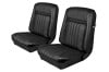 Interior Seat Upholstery - Vinyl - Decor - BLACK - Front Set - Repro ~ 1968 Mercury Cougar