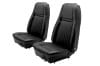 Interior Seat Upholstery - Vinyl - Decor - w/ Comfortweave Inserts - Coupe / Convertible - BLACK - Front Set - Repro ~ 1970 Mercury Cougar