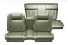 Interior Seat Upholstery - Vinyl - Standard / Decor - LIGHT IVY GOLD / LIGHT GREEN - Front Bench - Complete Set - Repro ~ 1967 Mercury Cougar 1967,1967 cougar,amp,bench,c7w,complete,cougar,decor,front,gold,green,interior,ivy,kit,light,mercury,mercury cougar,new,rear,repro,reproduction,seat,standard,upholstery,vinyl,15181