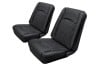 Interior Seat Upholstery - Vinyl - XR7 - BLACK - Front Set - Repro ~ 1967 Mercury Cougar 1967,1967 cougar,black,c7w,cougar,front,interior,kit,mercury,mercury cougar,new,only,repro,reproduction,seat,upholstery,vinyl,xr7,15186
