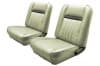Interior Seat Upholstery - Vinyl - Standard / Decor - LIGHT IVY GOLD / LIGHT GREEN - Front Set - Repro ~ 1967 Mercury Cougar 1967,1967 cougar,bucket,c7w,cougar,decor,front,gold,interior,ivy,kit,light,mercury,mercury cougar,new,only,repro,reproduction,seat,standard,upholstery,vinyl,15208