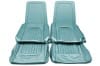 Interior Seat Upholstery - Vinyl - XR7 - w/ Comfortweave Inserts - AQUA - Front Set - Repro ~ 1968 Mercury Cougar 1968,1968 cougar,aqua,c8w,comfort,comfort weave,comfortweave,cougar,fronts,inserts,interior,kit,knitted,mercury,mercury cougar,new,only,repro,reproduction,upholstery,vinyl,weave,xr7,14796