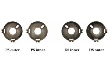 Headlight Adjusting Cups - Set of 4 - Used ~ 1967 - 1970 Mercury Cougar   1967,1968,c7w,c8w,1969,1969 cougar,1970,1970 cougar,adjusting,c8az,c9w,cougar,d0w,driver,headlight,left,mercury,mercury cougar,outer,ring,side,used,driver,drivers,driver