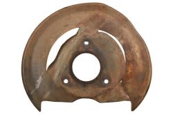 Splash Shield - Disc Brake - Passenger Side - Used ~ 1969 - 1973 Mercury Cougar / 1969 - 1973 Ford Mustang / Torino c9oz-2k004-a 1969,1969 cougar,1969 mustang,1970,1970 cougar,1970 mustang,1971,1971 cougar,1971 mustang,1972,1972 cougar,1972 mustang,1973,1973 cougar,1973 mustang,brake,c9w,c9z,cougar,d0w,d0z,d1w,d1z,d2w,d2z,d3w,d3z,disc,ford,ford mustang,mercury,mercury cougar,mustang,passenger,shield,side,splash,torino,used,dust,dirt,break,passenger,passengers,passenger