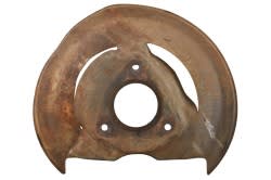 Splash Shield - Disc Brake - Driver Side - Used ~ 1969 - 1973 Mercury Cougar / 1969 - 1973 Ford Mustang / Torino c9oz-2k005-a 1969,1969 cougar,1969 mustang,1970,1970 cougar,1970 mustang,1971,1971 cougar,1971 mustang,1972,1972 cougar,1972 mustang,1973,1973 cougar,1973 mustang,brake,c9w,c9z,cougar,d0w,d0z,d1w,d1z,d2w,d2z,d3w,d3z,disc,driver,ford,ford mustang,mercury,mercury cougar,mustang,shield,side,splash,torino,used,dust,dirt,break,driver,drivers,driver