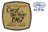 Decal - BLACK / GOLD - Car Of The Year - NOS ~ 1967 Mercury Cougar 1967,1967 cougar,black,c7w,car,cougar,decal,gold,mercury,mercury cougar,new,new old stock,nos,old,stock,year,26377