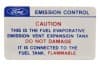 California Emission Control - Caution Decal - Repro ~ 1970 Mercury Cougar / 1970 Ford Mustang 1970,1970 cougar,1970 mustang,california,caution,control,cougar,d0w,d0z,decal,emission,evaporative,expansion,ford,ford mustang,mercury,mercury cougar,mustang,new,repro,reproduction,tank,vent,26440
