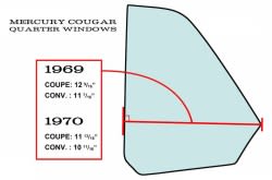 Quarter Window Glass - CLEAR - Driver Side - Coupe - Repro ~ 1970 Mercury Cougar  1970,1970 cougar,D0W,cougar,mercury,mercury cougar,coupe,glass,window,new,driver,quarter,side,repro,reproduction,clear,driver,drivers,driver