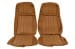 Interior Seat Upholstery - Vinyl - Decor - w/ Comfortweave Inserts - Coupe / Convertible - GINGER - Front Set - Repro ~ 1971 - 1973 Mercury Cougar 1971,1971 cougar,1972,1972 cougar,1973,1973 cougar,comfort,comfortweave,cougar,d1w,d2w,d3w,front,interior,kit,knitted,medium ginger,mercury,mercury cougar,new,repro,reproduction,upholstery,weave,cover,medium,brown,27149,seat,covers