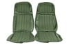 Interior Seat Upholstery - Vinyl - Decor - w/ Comfortweave Inserts - Coupe / Convertible - MEDIUM GREEN - Front Set - Repro ~ 1971 - 1973 Mercury Cougar 1971,1971 cougar,1972,1972 cougar,1973,1973 cougar,comfort,comfortweave,cougar,d1w,d2w,d3w,front,interior,kit,knitted,medium green,mercury,mercury cougar,new,repro,reproduction,upholstery,weave,cover,27148,seat,covers