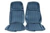 Interior Seat Upholstery - Vinyl - Decor - w/ Comfortweave Inserts - Coupe / Convertible - MEDIUM BLUE - Front Set - Repro ~ 1971 - 1973 Mercury Cougar 1971,1971 cougar,1972,1972 cougar,1973,1973 cougar,comfort,comfortweave,cougar,d1w,d2w,d3w,front,interior,kit,medium blue,mercury,mercury cougar,new,repro,reproduction,upholstery,weave,27151,seat,covers