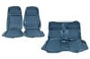 Interior Seat Upholstery - Vinyl - Decor - w/ Comfortweave Inserts - Convertible - MEDIUM BLUE - Complete Kit - Repro ~ 1971 - 1973 Mercury Cougar  complete set,1971,1971 cougar,1972,1972 cougar,1973,1973 cougar,blue,bucket,bucket seat,comfort,comfortweave,complete,complete kit,convertible,cougar,d1w,d2w,d3w,front,front seats,interior,kit,knitted,medium blue,mercury,mercury cougar,new,rear,rear seat,repro,reproduction,seat,upholstery,weave,27173