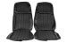 Interior Seat Upholstery - Vinyl - Decor - w/ Comfortweave Inserts - Coupe / Convertible - BLACK - Front Set - Repro ~ 1971 - 1973 Mercury Cougar 1971,1971 cougar,1972,1972 cougar,1973,1973 cougar,black,comfort,comfortweave,cougar,d1w,d2w,d3w,front,interior,kit,knitted,mercury,mercury cougar,new,repro,reproduction,upholstery,weave,cover,27152,seat,covers