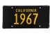License Plate - California Black And Gold - EACH - Repro ~ 1967 Mercury Cougar / 1967 Ford Mustang  1967,1967 cougar,1967 mustang,C7W,C7Z,black,california,classic,cougar,ford,ford mustang,gold,license,mercury,mercury cougar,mustang,old,original,plate,plates,replica,repro,reproduction,time,vanity,30855