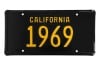 License Plate - California Black And Gold - EACH - Repro ~ 1969 Mercury Cougar / 1969 Ford Mustang  1969,1969 cougar,1969 mustang,C9W,C9Z,black,california,classic,cougar,ford,ford mustang,gold,license,mercury,mercury cougar,mustang,old,original,plate,plates,replica,repro,reproduction,time,vanity,30857