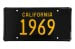 License Plate - California Black And Gold - EACH - Repro ~ 1969 Mercury Cougar / 1969 Ford Mustang   1969,1969 cougar,1969 mustang,C9W,C9Z,black,california,classic,cougar,ford,ford mustang,gold,license,mercury,mercury cougar,mustang,old,original,plate,plates,replica,repro,reproduction,time,vanity,30857