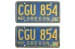 Licence Plates - Oregon - Original Blue and Yellow - Grade B - PAIR - Used ~ 1967 - 1973 Mercury Cougar / 1967 - 1973 Ford Mustang   32057,1964,1964 mustang,1965,1965 mustang,1966,1966 mustang,1967,1967 cougar,1967 mustang,1968,1968 cougar,1968 mustang,1969,1969 cougar,1969 mustang,1970,1970 cougar,1970 mustang,1971,1971 cougar,1971 mustang,1972,1972 cougar,1972 mustang,1973,1973 cougar,1973 mustang,C4Z,C5Z,C6Z,C7W,C7Z,C8W,C8Z,C9W,C9Z,D0W,D0Z,D1W,D1Z,D2W,D2Z,D3W,D3Z,b,blue,cougar,ford,ford mustang,grade,licence,mercury,mercury cougar,mustang,oregon,original,pair,plates,used,yellow