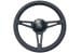 Steering Wheel - 14" Black Leather on Black Steel - Repro ~ 1967 Mercury Cougar  1967,1967 cougar,C7W,cougar,mercury,mercury cougar,after,aftermarket,black,chrome,leather,market,new,repro,shiney,shiny,steering,wheel,14,inch,14",32642,black,on,black,steel,blackout,out