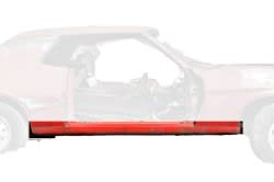 Rocker Rail - Passenger Side Coupe - Used ~ 1970 Mercury Cougar   34110,6510129,1970,1970 cougar,6510116,6510117,6510128,6510132,6510133,D0W,cougar,coupe,cut,hardtop,inner,mercury,mercury cougar,outer,panel,driver,passenger,rail,rocker,side,special,used