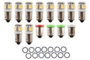 LED Bulbs - Dash Lights - Set of 14 - XR7 - Repro ~ 1967 - 1968 Mercury Cougar  1967,1967 cougar,1968,1968 cougar,bright,c7w,c8w,cluster,color,cougar,dash,factory,gauge,led,light,mercury,mercury cougar,new,interior,bulb,repro,kit,package,bulb,plasma,diode,indicator,arrow,green,red,clear,white,upgrade,cluster,clock,xr7,base,youtube,video,lite,light,emmiting,34420